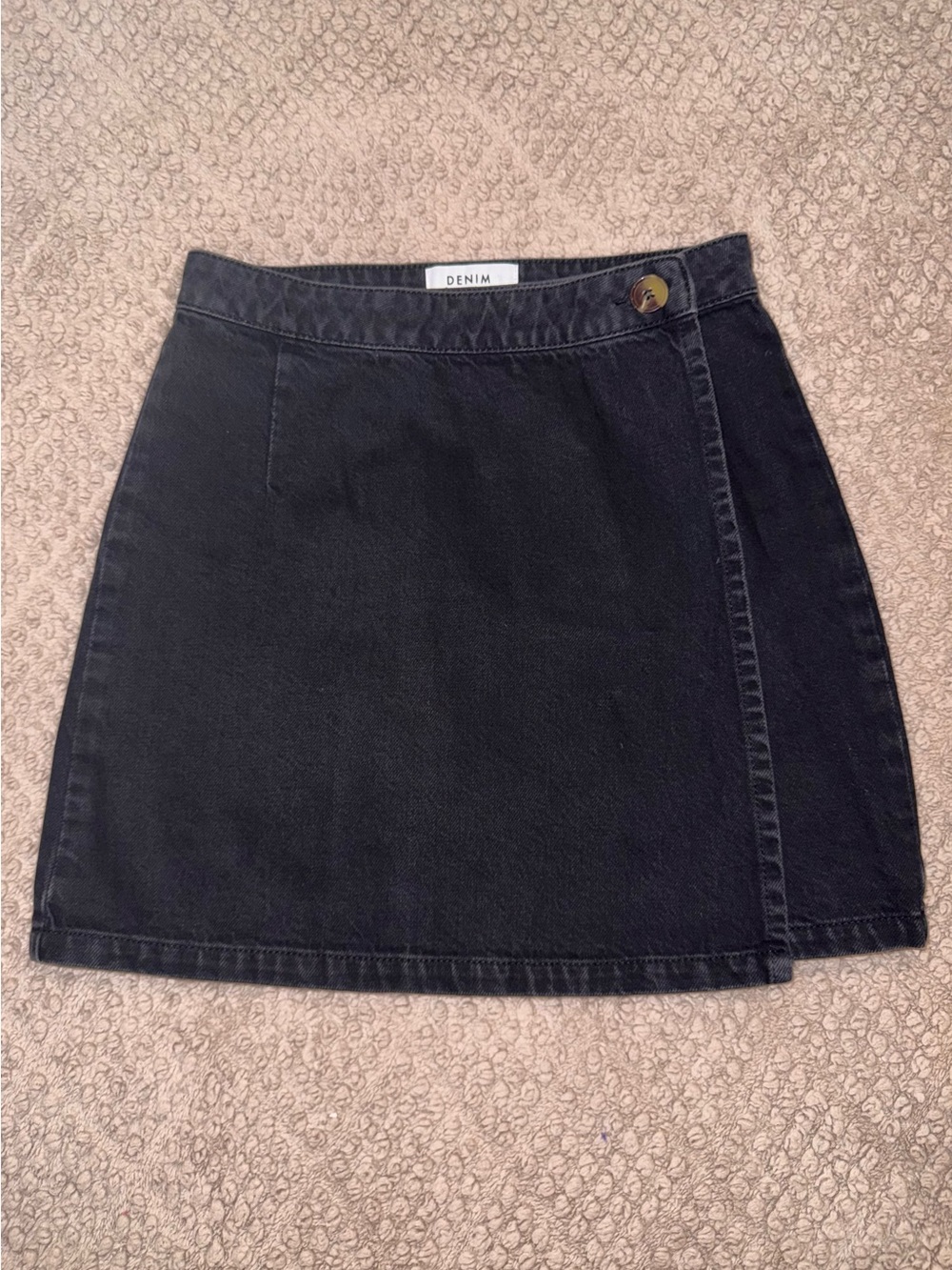 Miss Selfridge Black Denim Wrap Mini Skirt